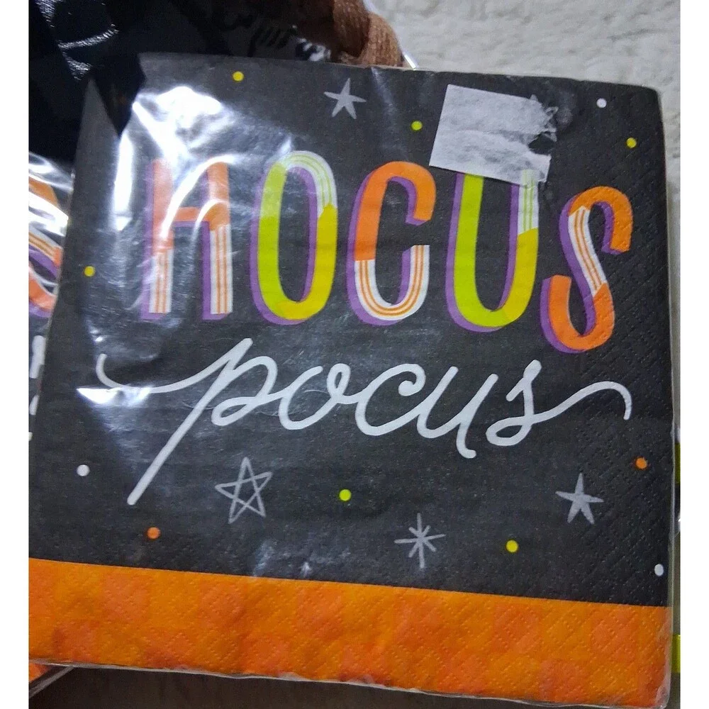 Halloween Hocus Pocus Napkins and Witch Hat Decor